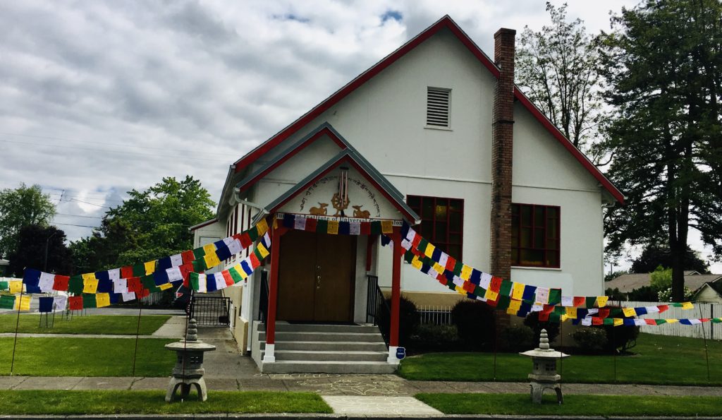 Tibetan Prayer Flags on Buddhist Temple