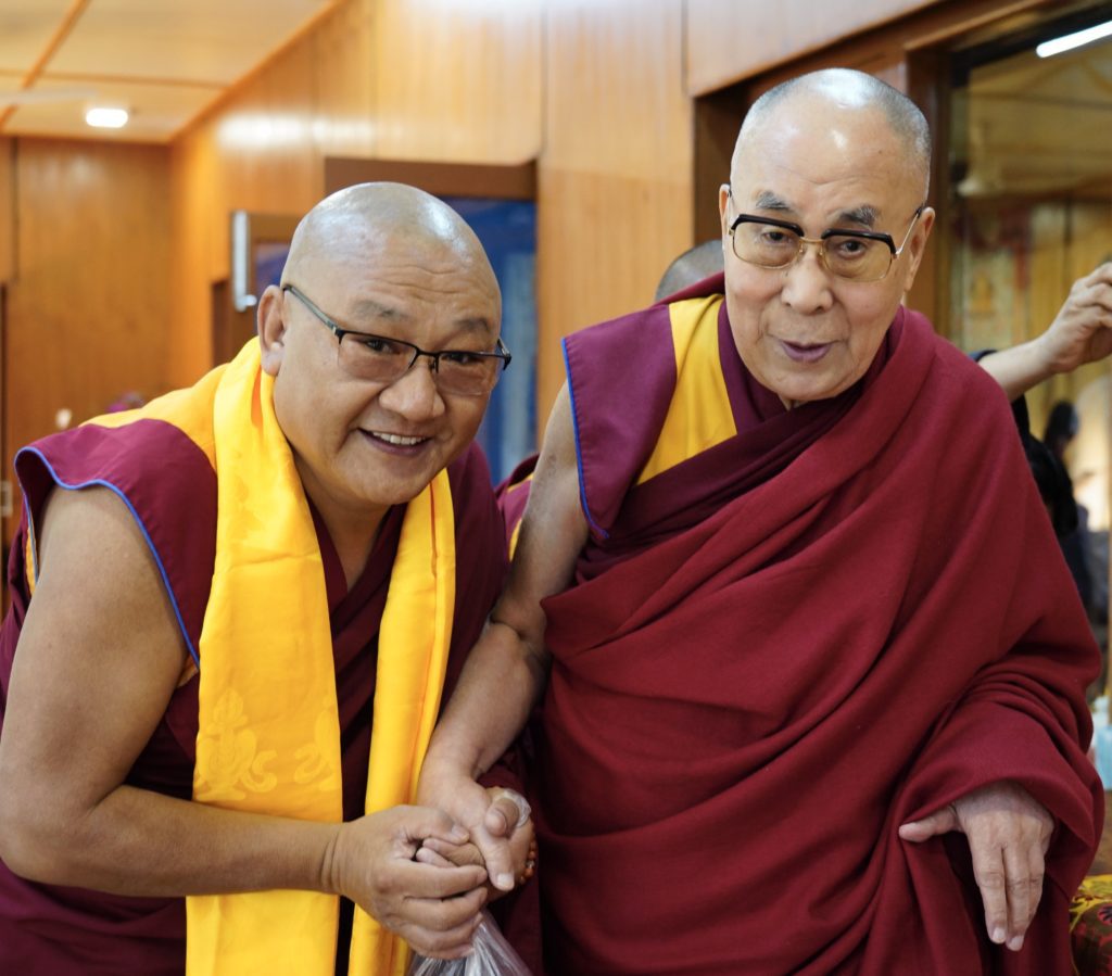 His Holiness the 14th Dalai Lama with Venerable Geshe Phelgye