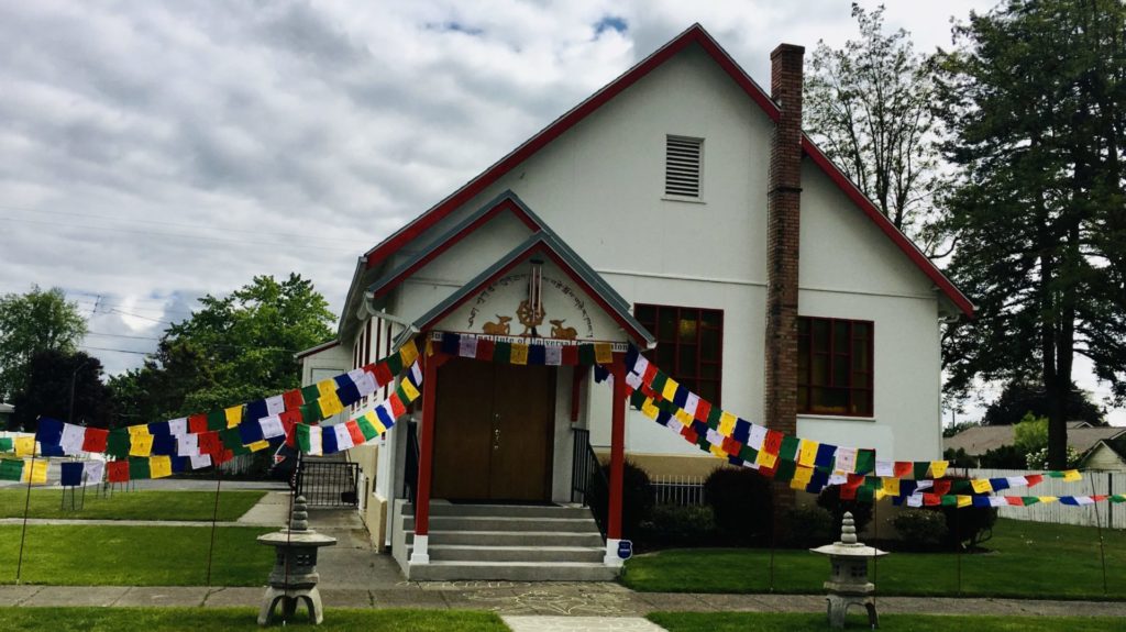 Buddhist Institute in Tibetan prayer flags